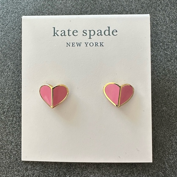 Kate Spade pink and gold heart studs - Picture 1 of 2